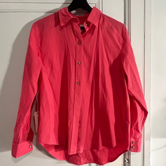 NWT Aritzia Denim Forum Jane Longsleeve Button-Up in Pink - Picture 3 of 5